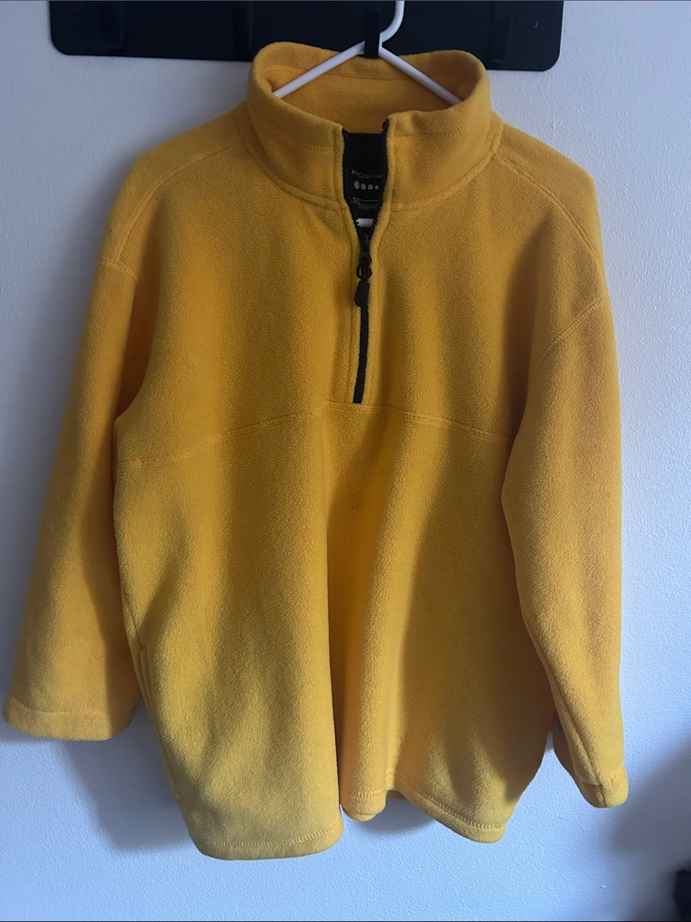 Vintage Prospirit M Poly Yellow Pkts Quarter-Zip Fleece Pullover Warm 90's Y2K